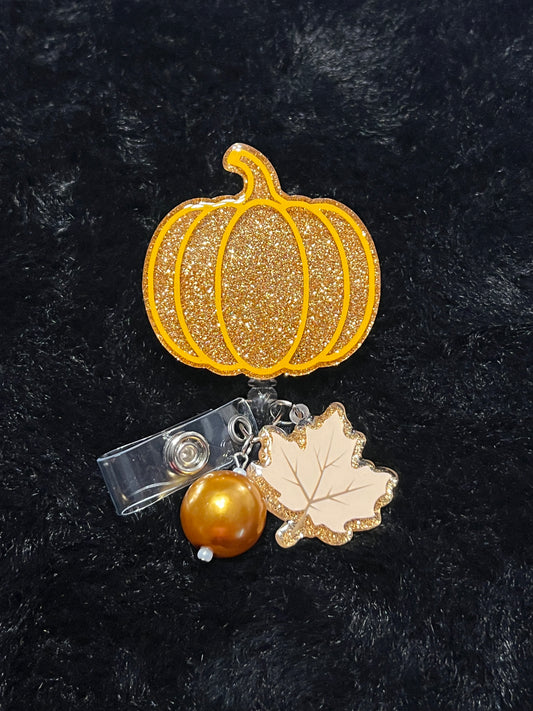 Glitter Pumpkin Badge Reel